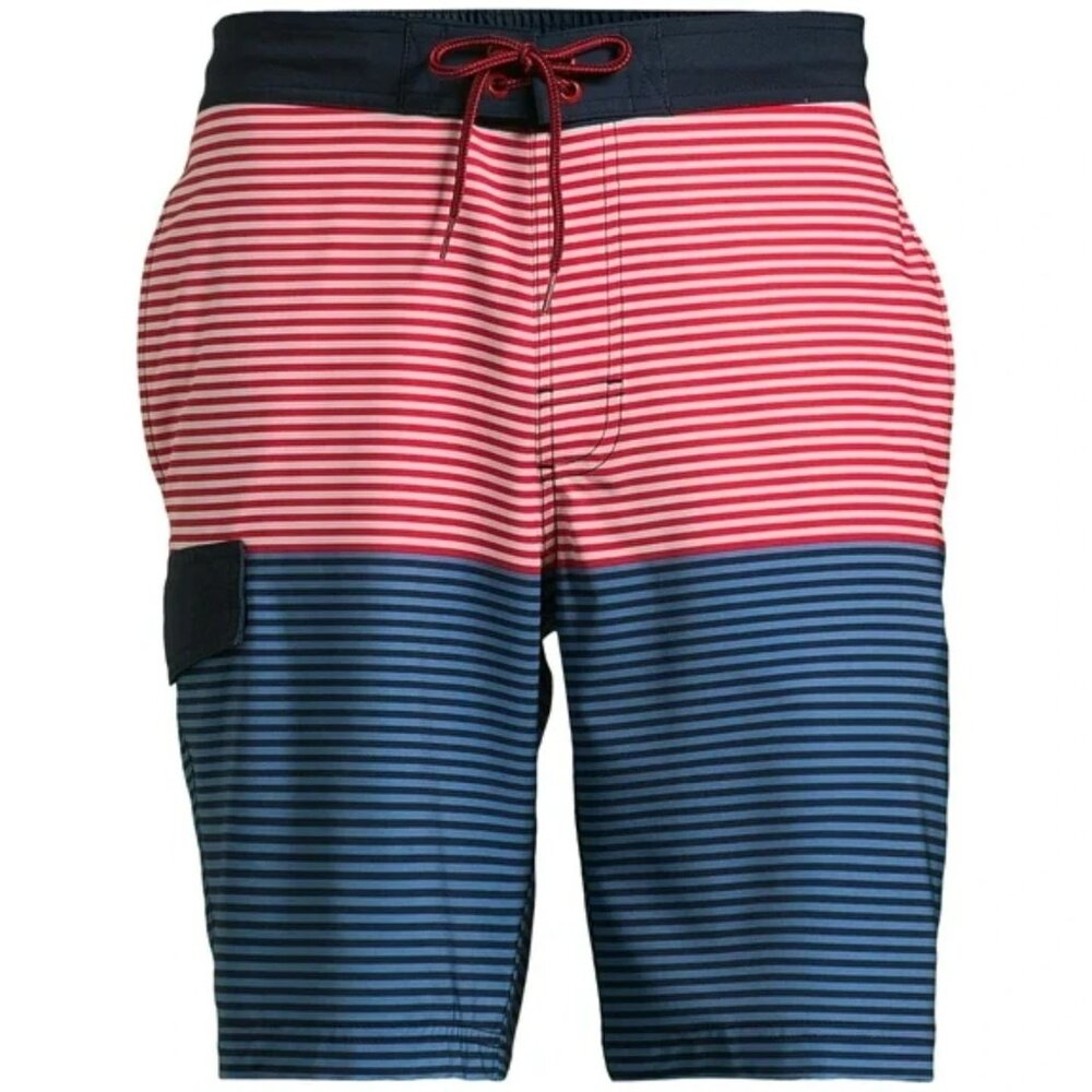 Striped Elastic Waist Men's 3XL Board Shorts Swim Trunks 9 Inch Inseam NEW